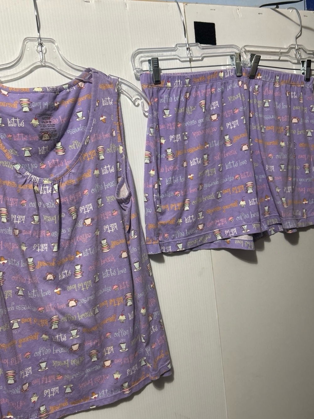 Women’s Purple Coffee Print Sleep Set Tank & Shorts
